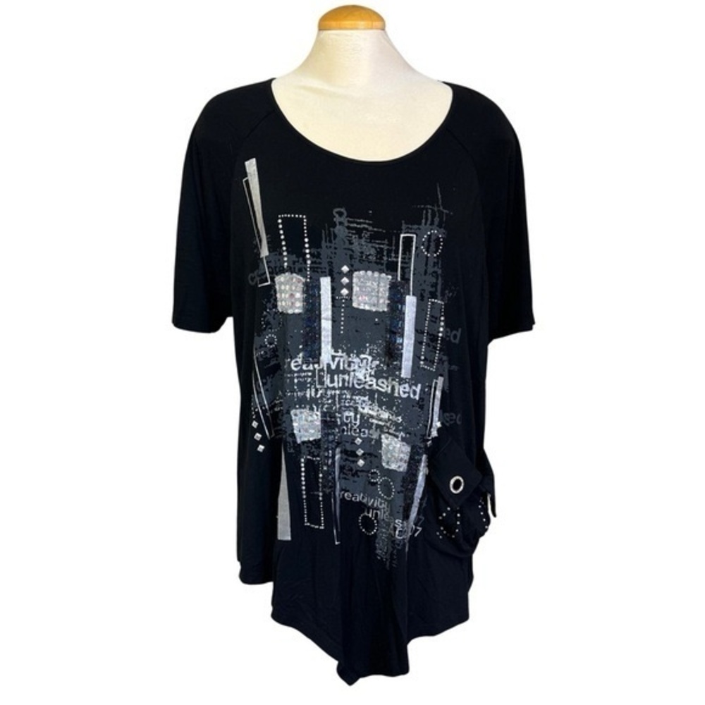 Red Coral Abstract Print Top  Womens Small Medium  Unique Design